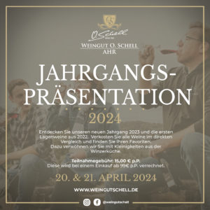 JAHRGANGSPRÄSENTATION 2024 Weingut O Schell Oliver Otger Schell Ahr Weingut ahrwein des Jahres Rotweinpreis Vinum Flastaff